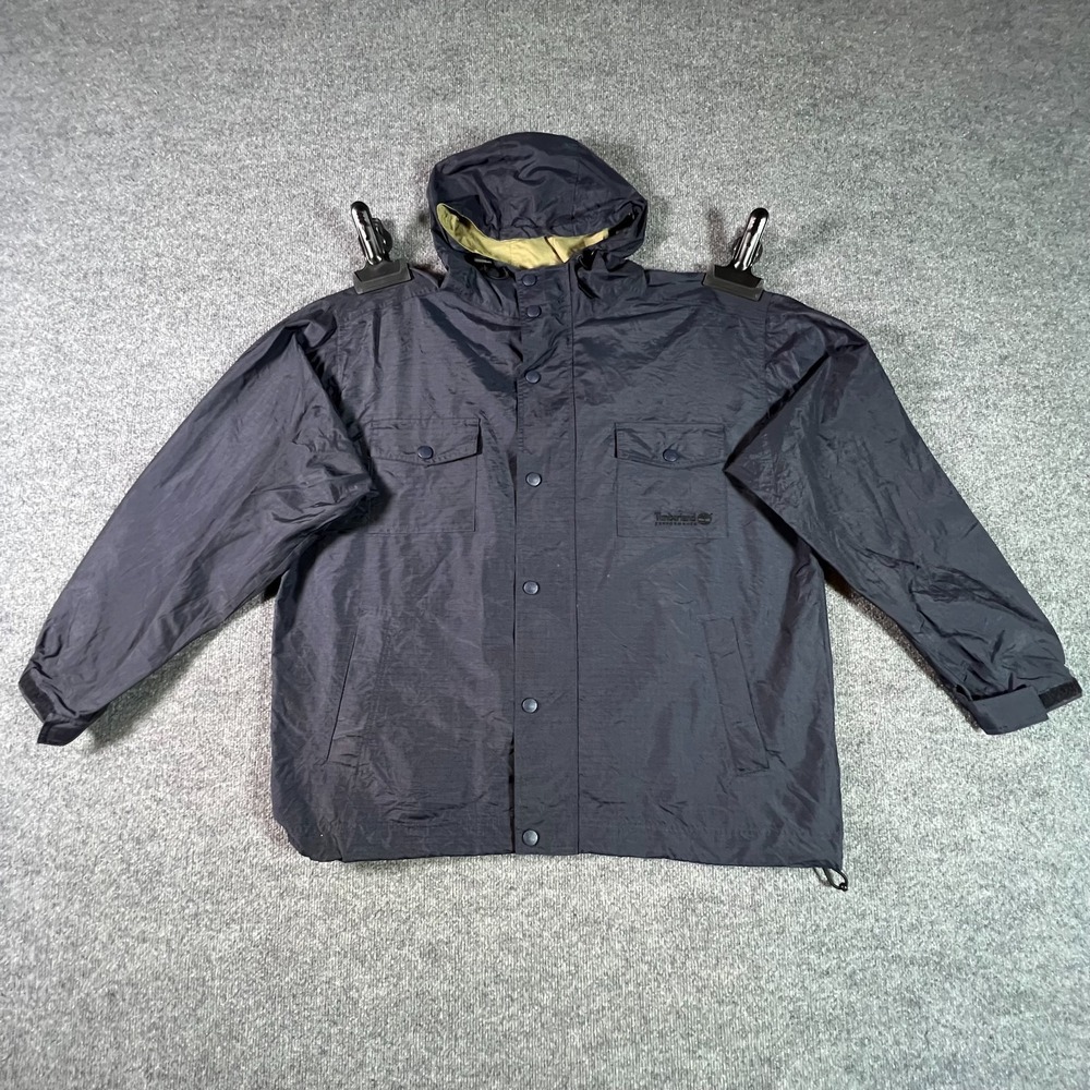 Vintage Timberland Performance Windbreaker Jacket Men Large Blue Hooded Gorpcore